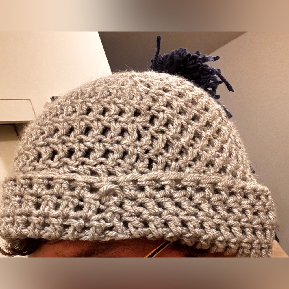 Cozy Gray Knit Beanie with Pom Pom